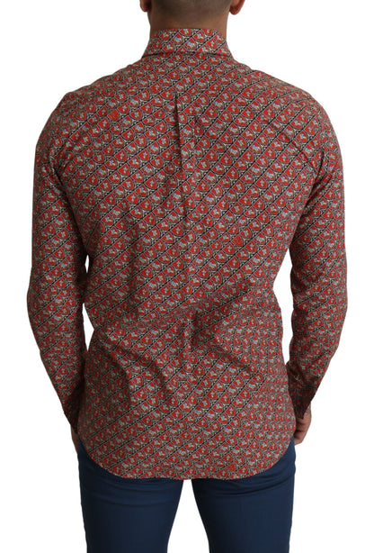 Dolce & Gabbana Elegant Red Martini Fit Cotton Shirt Dolce & Gabbana