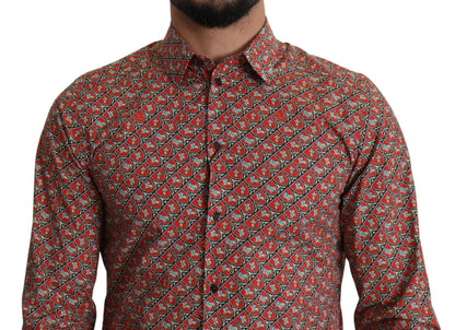 Dolce & Gabbana Elegant Red Martini Fit Cotton Shirt Dolce & Gabbana