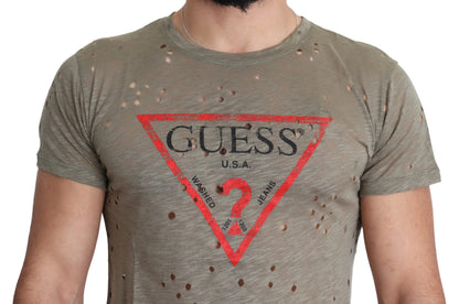 Guess Chic Brown Cotton Stretch Tee Guess