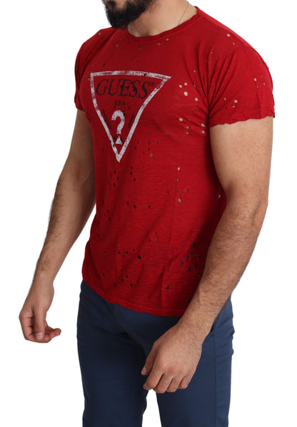 Guess Radiant Red Cotton Stretch T-Shirt Guess