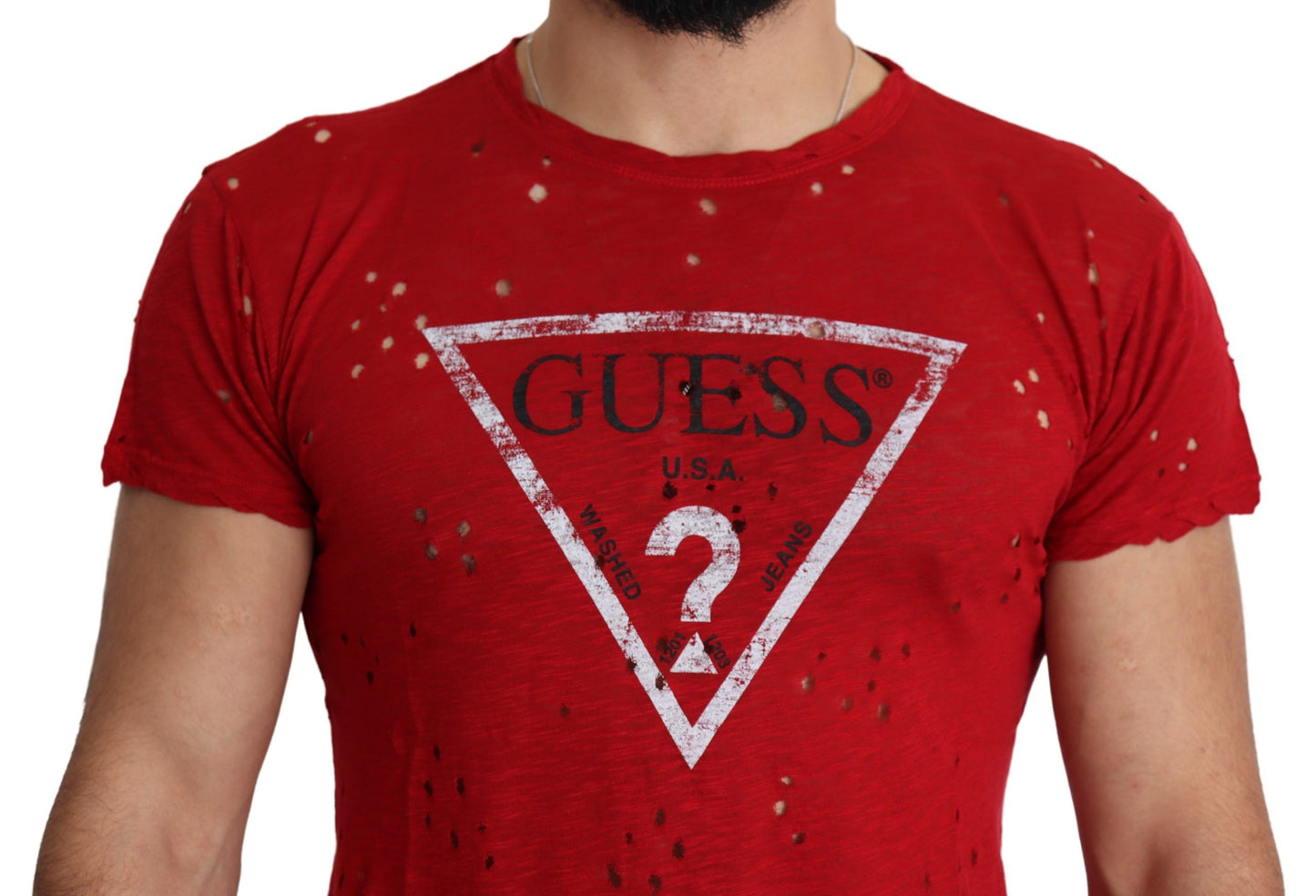 Guess Radiant Red Cotton Stretch T-Shirt Guess