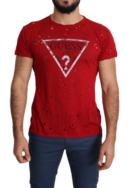 Guess Radiant Red Cotton Stretch T-Shirt Guess