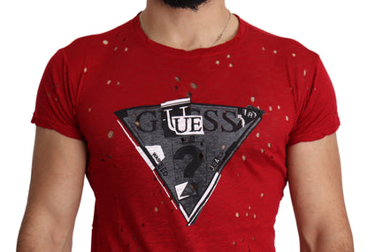 Guess Radiant Red Cotton Tee Perfect For Everyday Style Guess