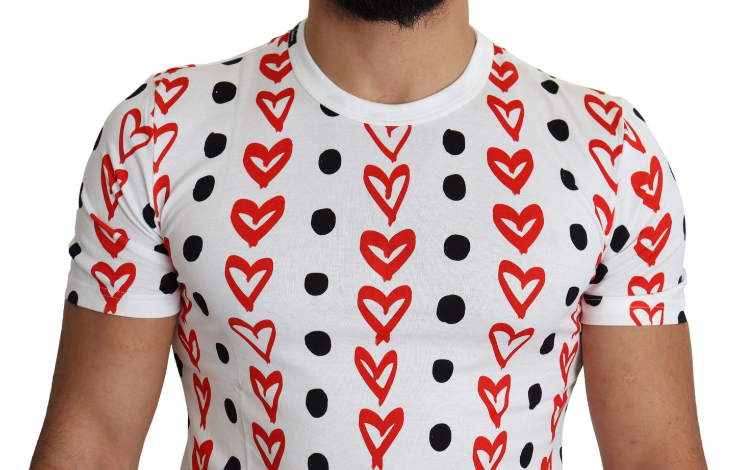 Dolce & Gabbana Chic White Cotton Tee with Heart Print Dolce & Gabbana