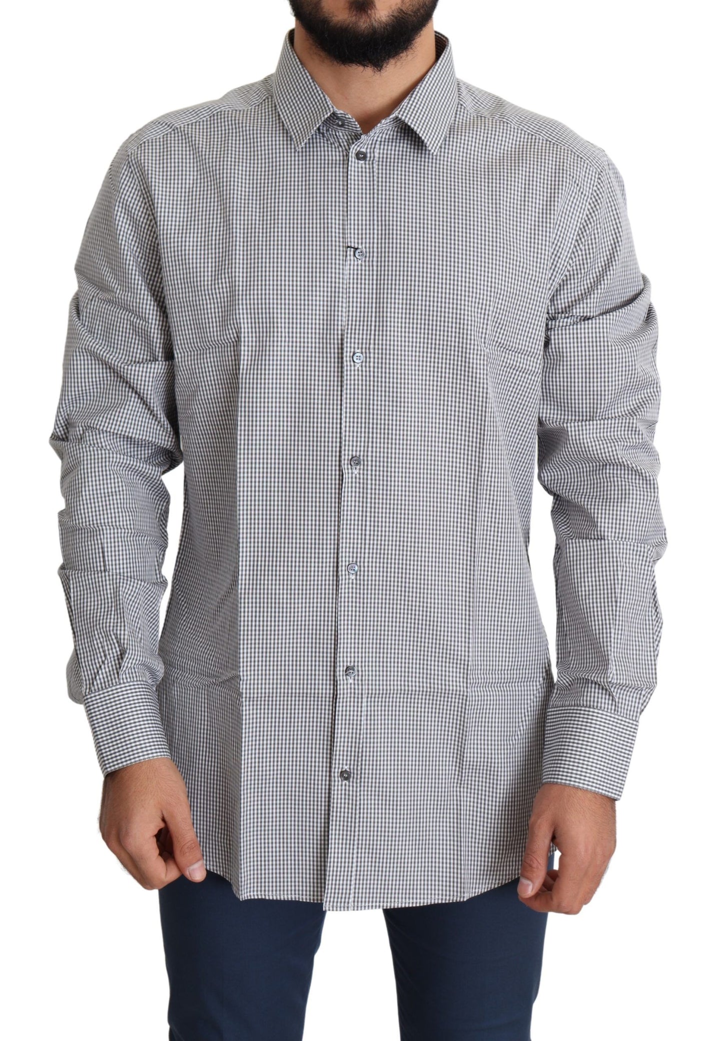 Dolce & Gabbana Checkered Slim Fit Cotton Dress Shirt Dolce & Gabbana