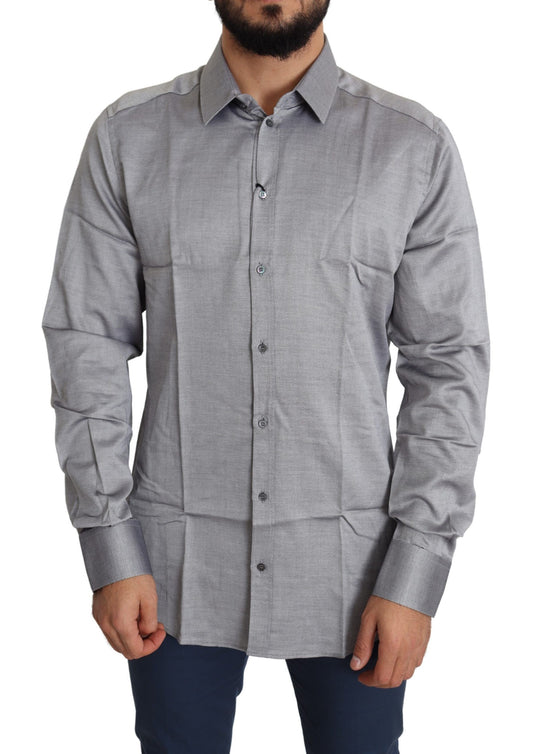 Dolce & Gabbana Elegant Gray Slim Fit Cotton Dress Shirt Dolce & Gabbana