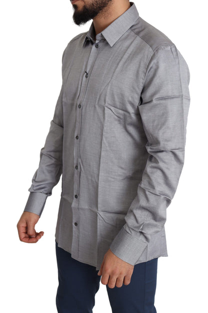 Dolce & Gabbana Elegant Gray Slim Fit Cotton Dress Shirt Dolce & Gabbana