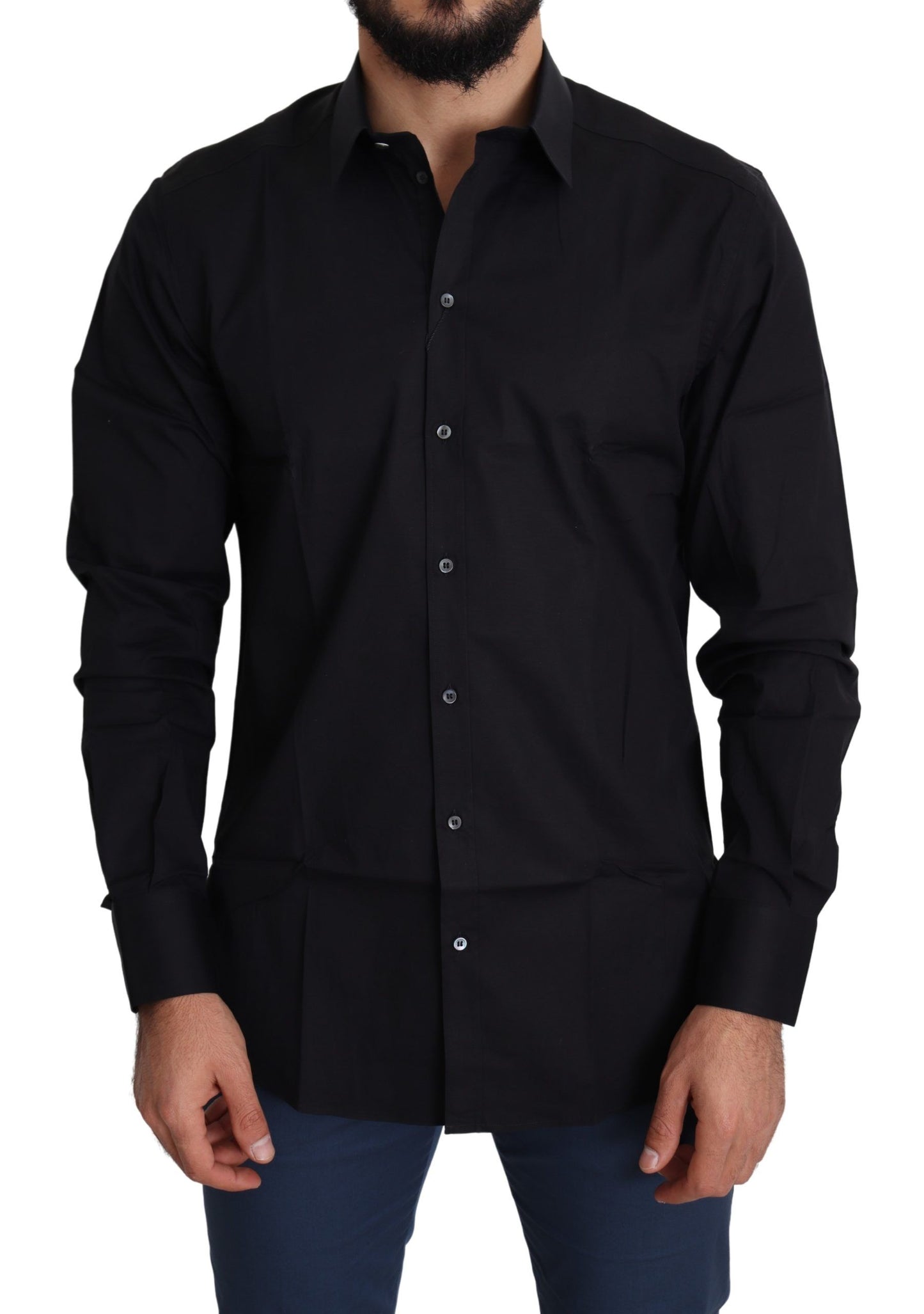 Dolce & Gabbana Elegant Black Cotton Stretch Dress Shirt Dolce & Gabbana