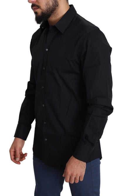 Dolce & Gabbana Elegant Black Cotton Stretch Dress Shirt Dolce & Gabbana