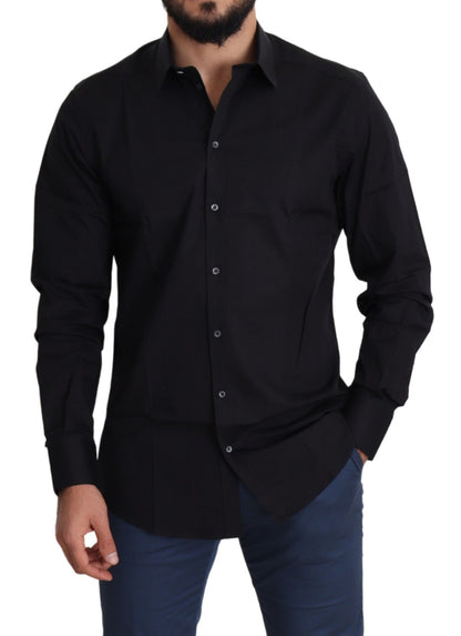 Dolce & Gabbana Elegant Black Cotton Stretch Dress Shirt Dolce & Gabbana