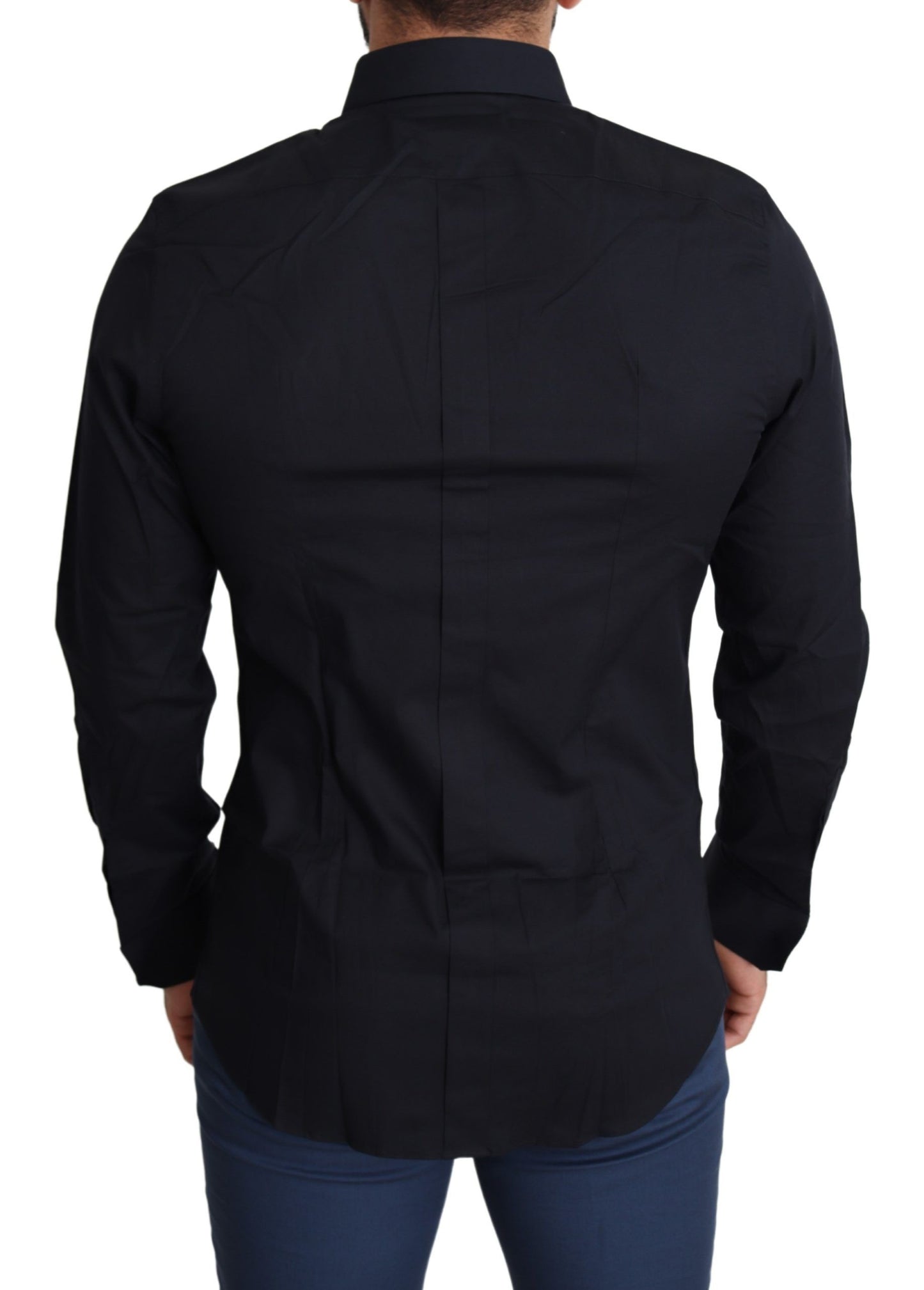 Dolce & Gabbana Sleek Black Slim Fit Cotton Stretch Dress Shirt Dolce & Gabbana