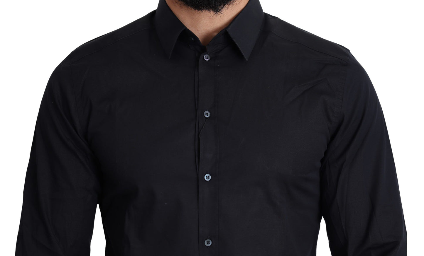 Dolce & Gabbana Sleek Black Slim Fit Cotton Stretch Dress Shirt Dolce & Gabbana