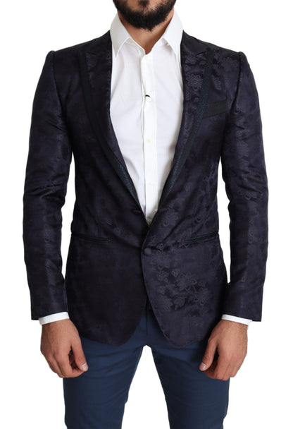 Dolce & Gabbana Elegant Silk Blend Martini Blazer in Blue Dolce & Gabbana