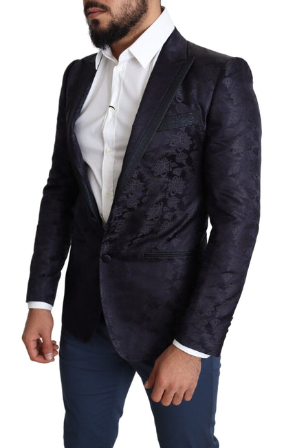 Dolce & Gabbana Elegant Silk Blend Martini Blazer in Blue Dolce & Gabbana