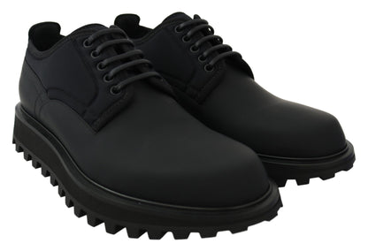 Dolce & Gabbana Elegant Black Calfskin Derby Shoes Dolce & Gabbana