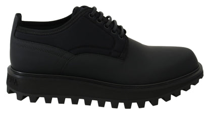 Dolce & Gabbana Elegant Black Calfskin Derby Shoes Dolce & Gabbana