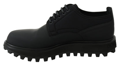 Dolce & Gabbana Elegant Black Calfskin Derby Shoes Dolce & Gabbana