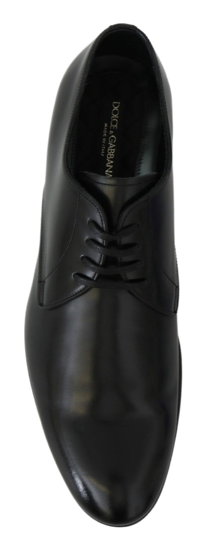 Dolce & Gabbana Elegant Black Leather Derby Shoes Dolce & Gabbana