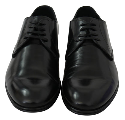 Dolce & Gabbana Elegant Black Leather Derby Shoes Dolce & Gabbana