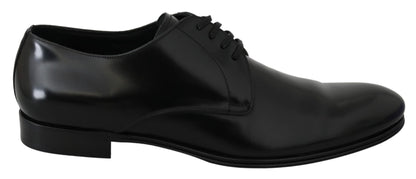 Dolce & Gabbana Elegant Black Leather Derby Shoes Dolce & Gabbana