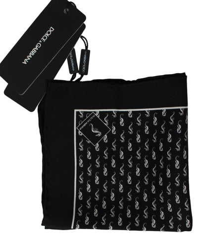 Dolce & Gabbana Elegant Black Silk Seahorse Scarf Dolce & Gabbana