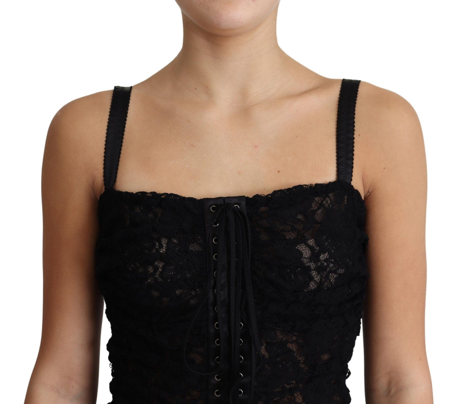 Dolce & Gabbana Elegant Black Lace Bustier Mini Dress Dolce & Gabbana