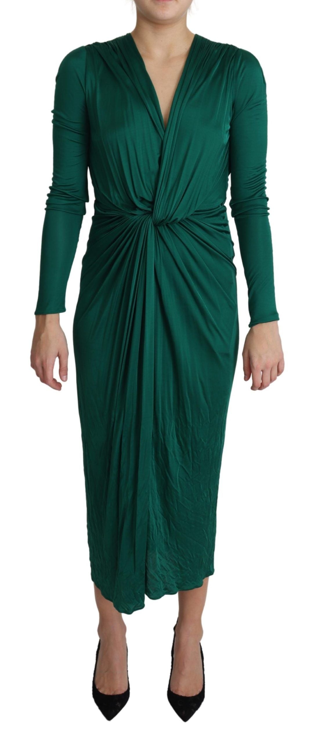 Dolce & Gabbana Emerald Elegance Bodycon Midi Dress Dolce & Gabbana