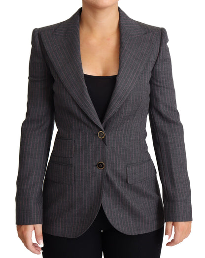 Dolce & Gabbana Elegant Gray Stretch Wool Blazer Dolce & Gabbana