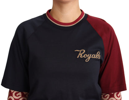 Dolce & Gabbana Multicolor Royals Cotton Crewneck Sweater Dolce & Gabbana