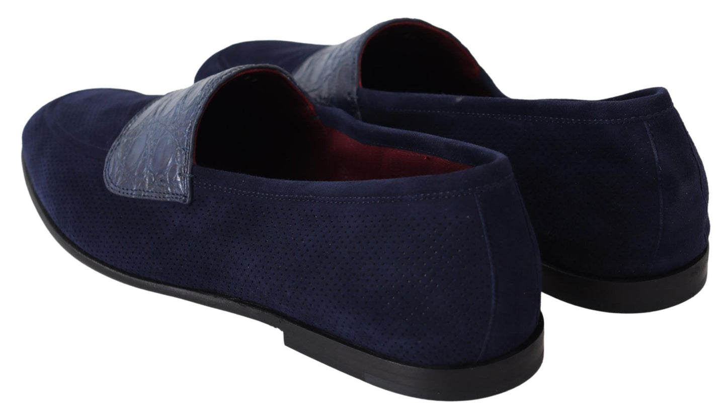 Dolce & Gabbana Elegant Blue Suede Leather Loafers Dolce & Gabbana