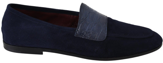 Dolce & Gabbana Elegant Blue Suede Leather Loafers Dolce & Gabbana