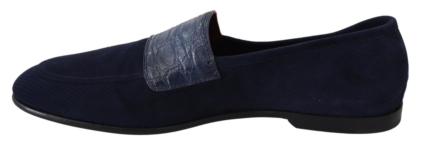 Dolce & Gabbana Elegant Blue Suede Leather Loafers Dolce & Gabbana