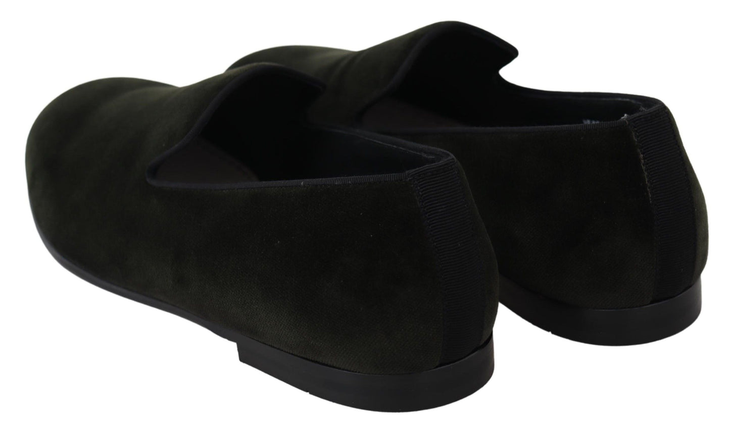 Dolce & Gabbana Elegant Green Velvet Loafers Dolce & Gabbana