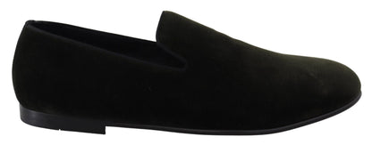 Dolce & Gabbana Elegant Green Velvet Loafers Dolce & Gabbana