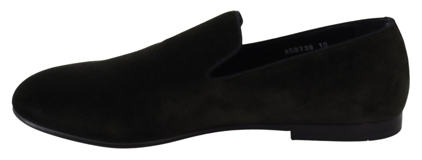 Dolce & Gabbana Elegant Green Velvet Loafers Dolce & Gabbana