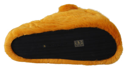 Dolce & Gabbana Sunshine Yellow Lion Slippers Dolce & Gabbana