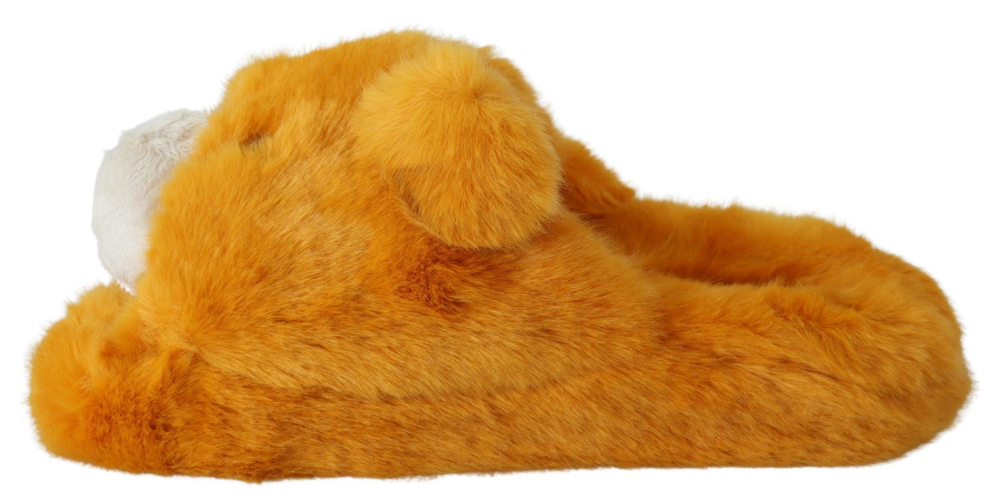 Dolce & Gabbana Sunshine Yellow Lion Slippers Dolce & Gabbana