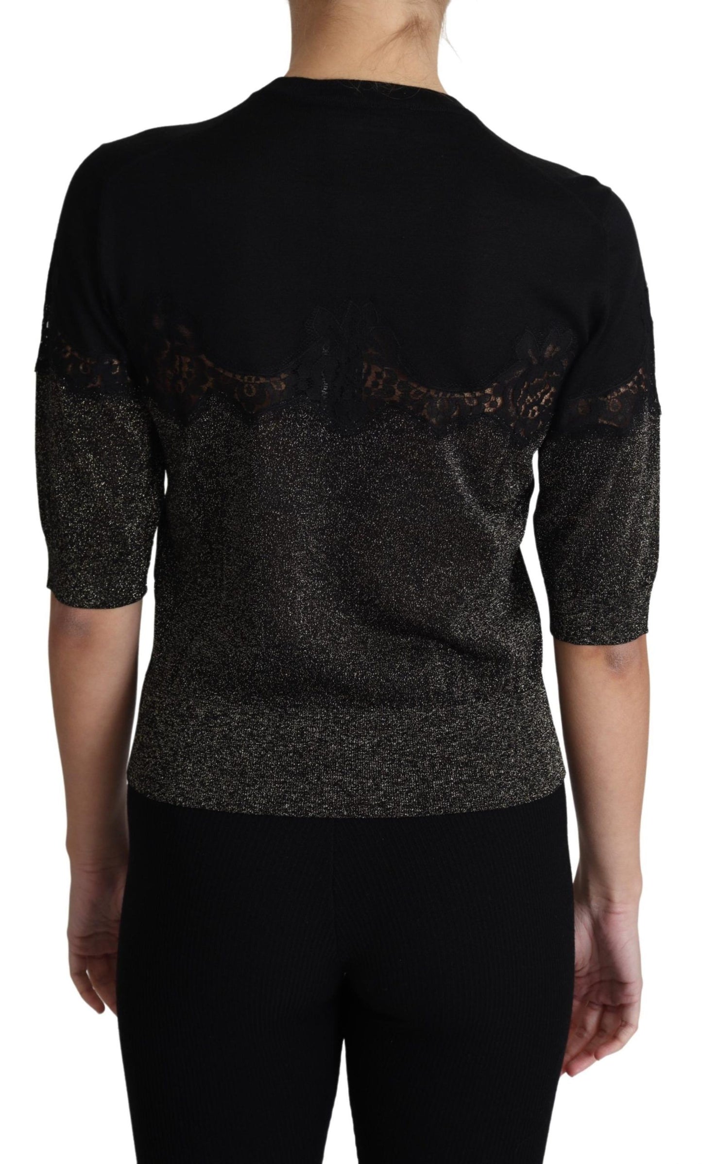 Dolce & Gabbana Elegant Lurex Threaded Jersey Lace Blouse Dolce & Gabbana