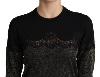 Dolce & Gabbana Elegant Lurex Threaded Jersey Lace Blouse Dolce & Gabbana