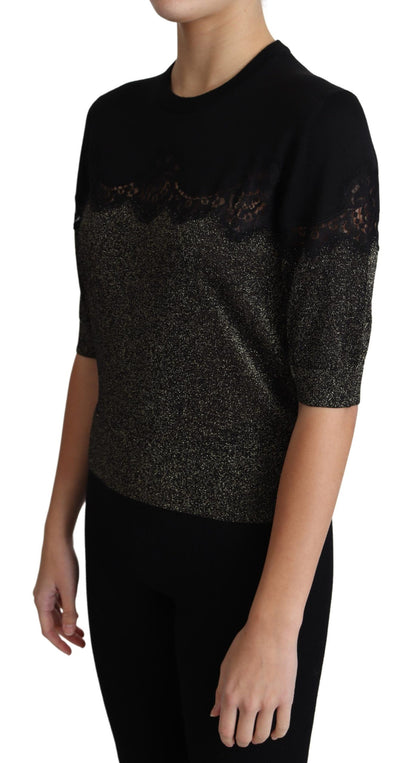 Dolce & Gabbana Elegant Lurex Threaded Jersey Lace Blouse Dolce & Gabbana