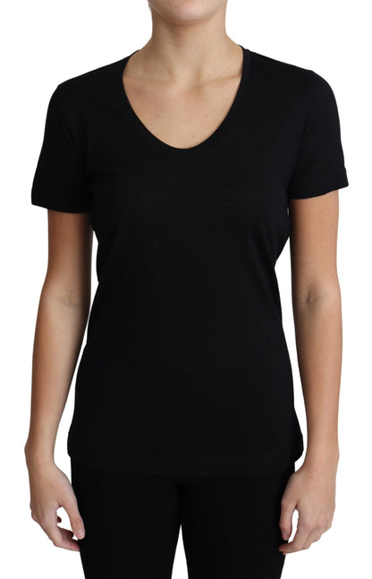 Dolce & Gabbana Elegant Black Wool Round Neck T-Shirt Dolce & Gabbana