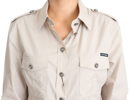 Dolce & Gabbana Elegant Beige Cotton Safari Shirt Dolce & Gabbana