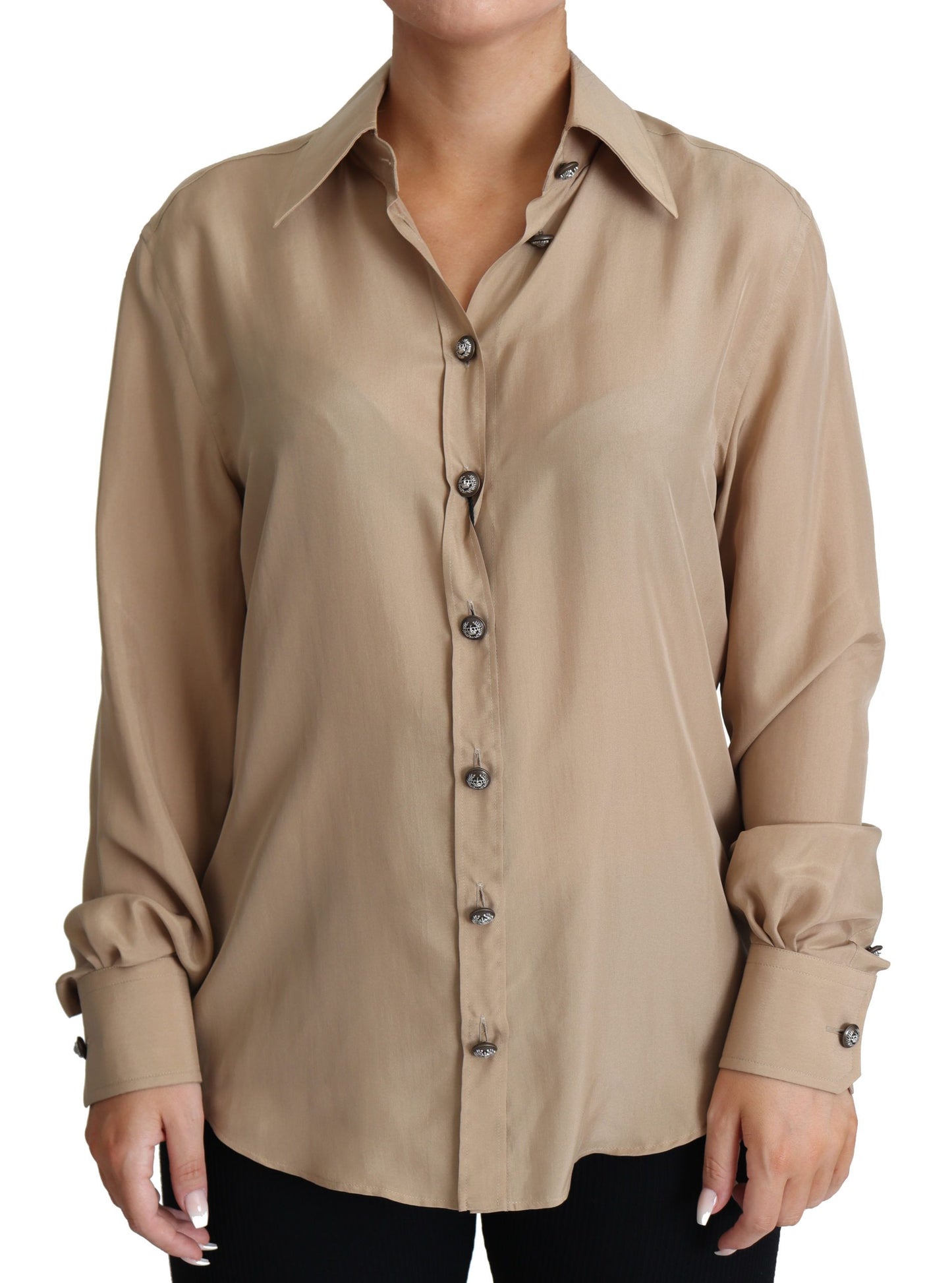 Dolce & Gabbana Elegant Beige Silk Shirt Dolce & Gabbana