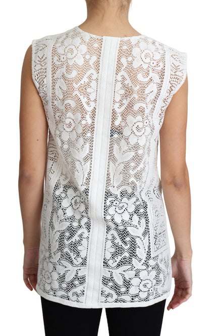 Dolce & Gabbana Chic Lace Floral Sleeveless Top Dolce & Gabbana