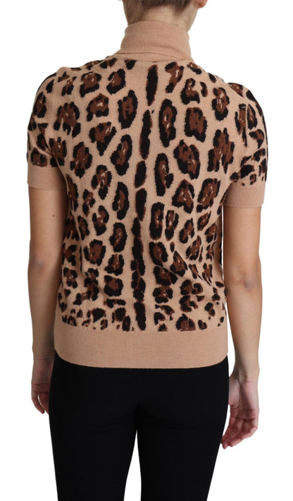 Dolce & Gabbana Elegant Leopard Print Wool Turtleneck Top Dolce & Gabbana