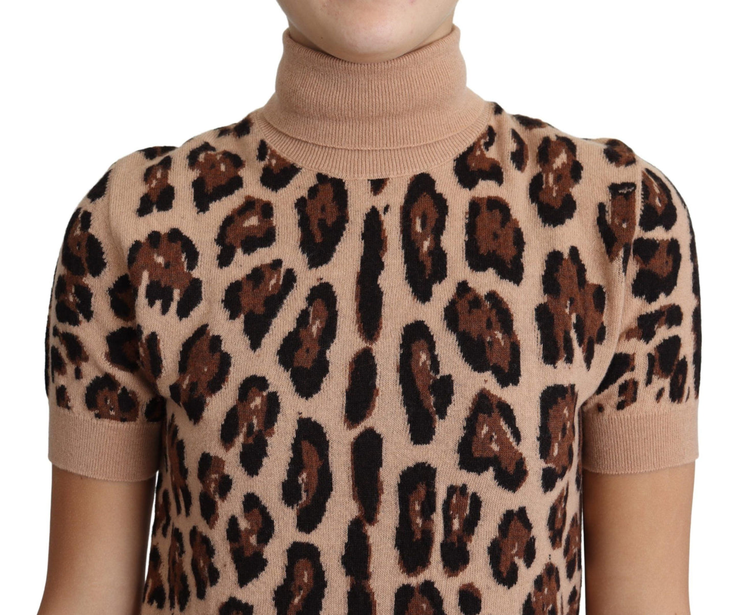 Dolce & Gabbana Elegant Leopard Print Wool Turtleneck Top Dolce & Gabbana