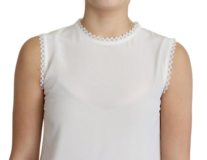 Dolce & Gabbana Elegant Silk Lace-Detailed Sleeveless Blouse Dolce & Gabbana