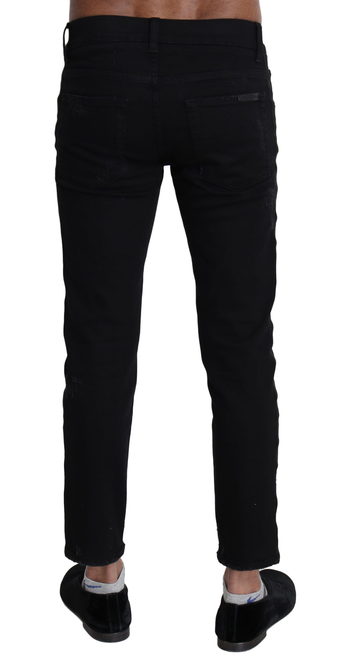 Dolce & Gabbana Elegant Skinny Black Jeans with Embroidery Dolce & Gabbana