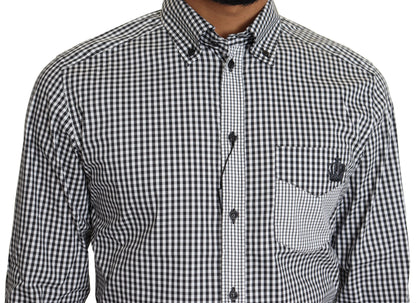 Dolce & Gabbana Elegant Black & White Checkered Gold Casual Shirt Dolce & Gabbana