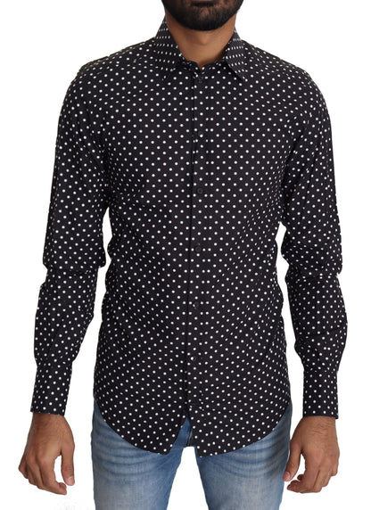 Dolce & Gabbana Elegant Polka Dot Men's Long Sleeve Shirt Dolce & Gabbana